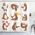 thumbnail image 1 of Ambesonne Sloth Shower Curtain, Funny Sluggard Animal, 69"Wx75"L, Brown Pale Pink Blue, 1 of 3