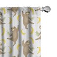 thumbnail image 1 of Ambesonne Sloths 4-Panel Curtains, Tropical Sloths and Bananas, 56"x63", Cocoa White Yellow, 1 of 4