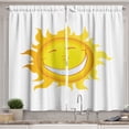 thumbnail image 1 of Ambesonne Smile Kitchen Curtains, Cartoon Style Happy Funny Sun, 55"x24", Marigold Yellow and White, 1 of 3