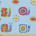 thumbnail image 1 of Ambesonne Snail Fabric by the Yard Upholstery, Sun and Flower Symbol Art, 1 Yard, Pale Blue Multicolor, 1 of 5