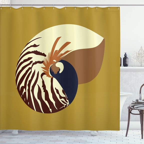 Ambesonne Snail Shower Curtain, Nautilus Shell Underwater, 69"Wx75"L, Pale Coffee Caramel