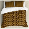 thumbnail image 1 of Ambesonne Snakeskin Print Duvet Cover Sets, Grunge Look Reptile, 2-King, Amber Dark Brown and Tan, 1 of 7