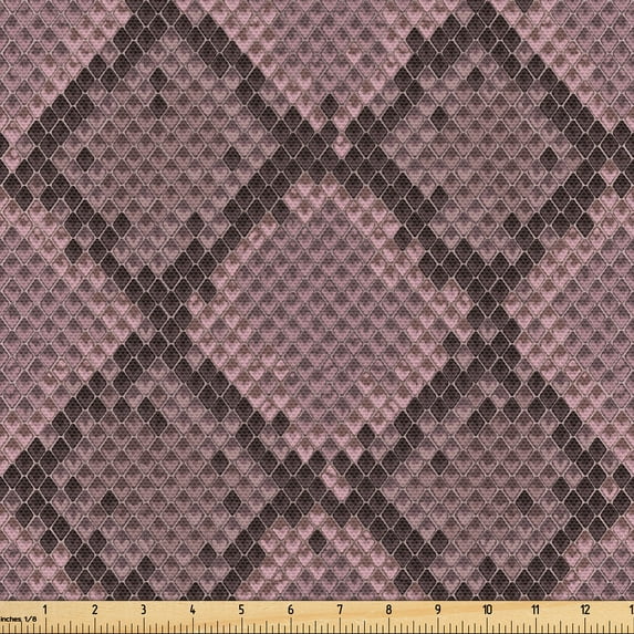 Ambesonne Snakeskin Print Fabric by the Yard Upholstery, Fashion Type Motif, 10 Yards, Mauve Taupe Dark Mauve