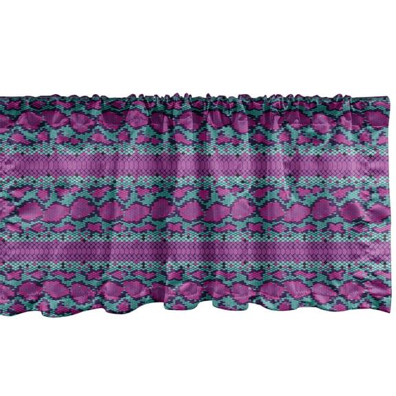 Ambesonne Snakeskin Print Window Valance, Glam Colors Skin, 54" X 18", Fuchsia Turquoise