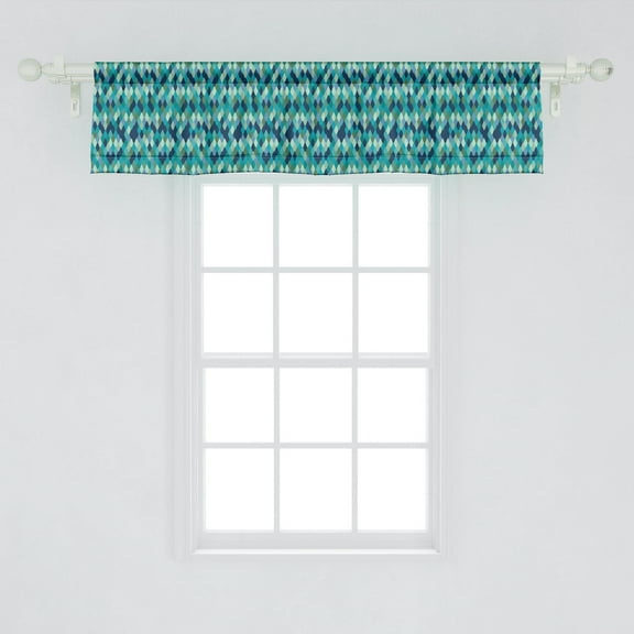 Ambesonne Snakeskin Print Window Valance, Rhythmic Wild Animal Exotic Pattern, Curtain Valance for Kitchen Bedroom Decor with Rod Pocket, 54" X 12", Sea Green Night Blue