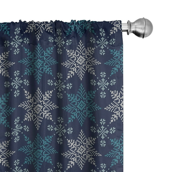 Ambesonne Snowflake Window Curtains, Winter Holiday Theme, Each 28" W x 95" L, Sea Green Pale Blue
