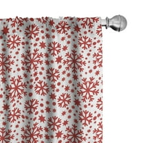 Ambesonne Snowflake Curtains, Star and Dot Pattern, Pair of 28"x84", Red White