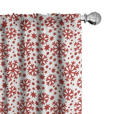 Ambesonne Snowflake Curtains, Star and Dot Pattern, Pair of 28"x84", Red White