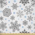 thumbnail image 1 of Ambesonne Snowflake Fabric by the Yard Microfiber, Lace Style Winter, 1 Yard, Blue Black White, 1 of 2