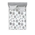 thumbnail image 1 of Ambesonne Snowflake Fitted Sheet & Pillow Sham Set, Lace Style Winter, King, Blue Black White, 1 of 2