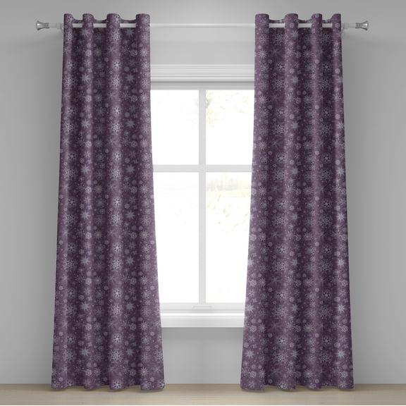 Ambesonne Snowflake Grommet Curtain, Christmas Flowers, 50" x 96", Lavender Violet