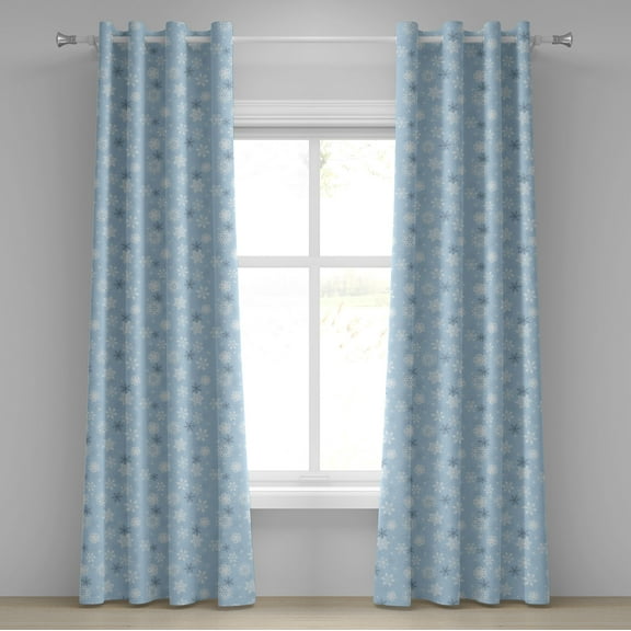 Ambesonne Snowflake Grommet Curtain, Cold Weather Design, 50" x 96", Pale Blue Taupe White