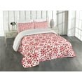 thumbnail image 1 of Ambesonne Snowflake Quilted Coverlet 3 Pcs, Star and Dot Pattern, King Size, Red White, 1 of 4