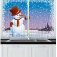 thumbnail image 1 of Ambesonne Snowman Kitchen Curtains, Happy Cartoon Snowfall, 55"x39", Multicolor, 1 of 2