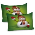 thumbnail image 1 of Ambesonne Snowman Pillow Sham 2 Pack, 3D Traditional Mascot, 36"x20", Green Red White, 1 of 3