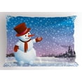 thumbnail image 1 of Ambesonne Snowman Pillow Sham, Happy Cartoon Snowfall, 26" X 20", Multicolor, 1 of 2