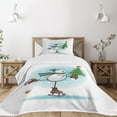 thumbnail image 1 of Ambesonne Snowman Quilted Bedspread Set 2 Pcs, Skating Xmas Tree Snow, Twin Size, Multicolor, 1 of 5