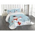 thumbnail image 1 of Ambesonne Snowman Quilted Bedspread Set 3 Pcs, New Year's Eve Birds, Queen Size, Multicolor, 1 of 3