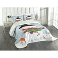 thumbnail image 1 of Ambesonne Snowman Quilted Bedspread Set 3 Pcs, Xmas New Year Grunge, Queen Size, Multicolor, 1 of 3