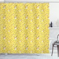 thumbnail image 1 of Ambesonne Snowman Shower Curtain, Colorful Motifs Snowflakes, 69"Wx84"L, Mustard Grey Vermilion, 1 of 3