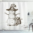 thumbnail image 1 of Ambesonne Snowman Shower Curtain, Sketchy Hand Drawn Snowman, 69"Wx70"L, Dark Cocoa and White, 1 of 3