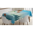 thumbnail image 1 of Ambesonne Snowman Tablecloth Rectangular Table Cover, Skating Happy Cartoon, 52"x70", Blue Orange Green, 1 of 3