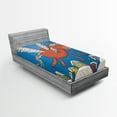 thumbnail image 1 of Ambesonne Snowy Fitted Sheet, Horse Wings on Building, Twin XL Size, Dark Orange and Blue, 1 of 3