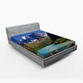 thumbnail image 1 of Ambesonne Snowy Fitted Sheet, Mountain River Clouds, Queen Size, White Green Grey, 1 of 3