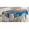 thumbnail image 1 of Ambesonne Snowy Tablecloth Rectangular Table Cover, Horse Wings on Building, 52"x70", Dark Orange and Blue, 1 of 3