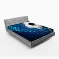 thumbnail image 1 of Ambesonne Soccer Fitted Sheet, Abstract Goal Pattern, Full Size, Blue Black White, 1 of 1