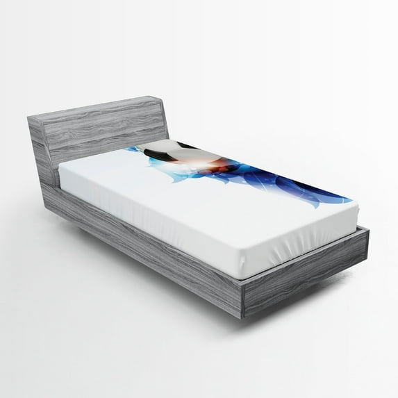 Ambesonne Soccer Fitted Sheet, Ball Graphic Game Sports, Twin XL Size, Dark Blue White Black