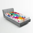 thumbnail image 1 of Ambesonne Soccer Fitted Sheet, Colorful Splashes Balls, Twin Size, Multicolor, 1 of 2