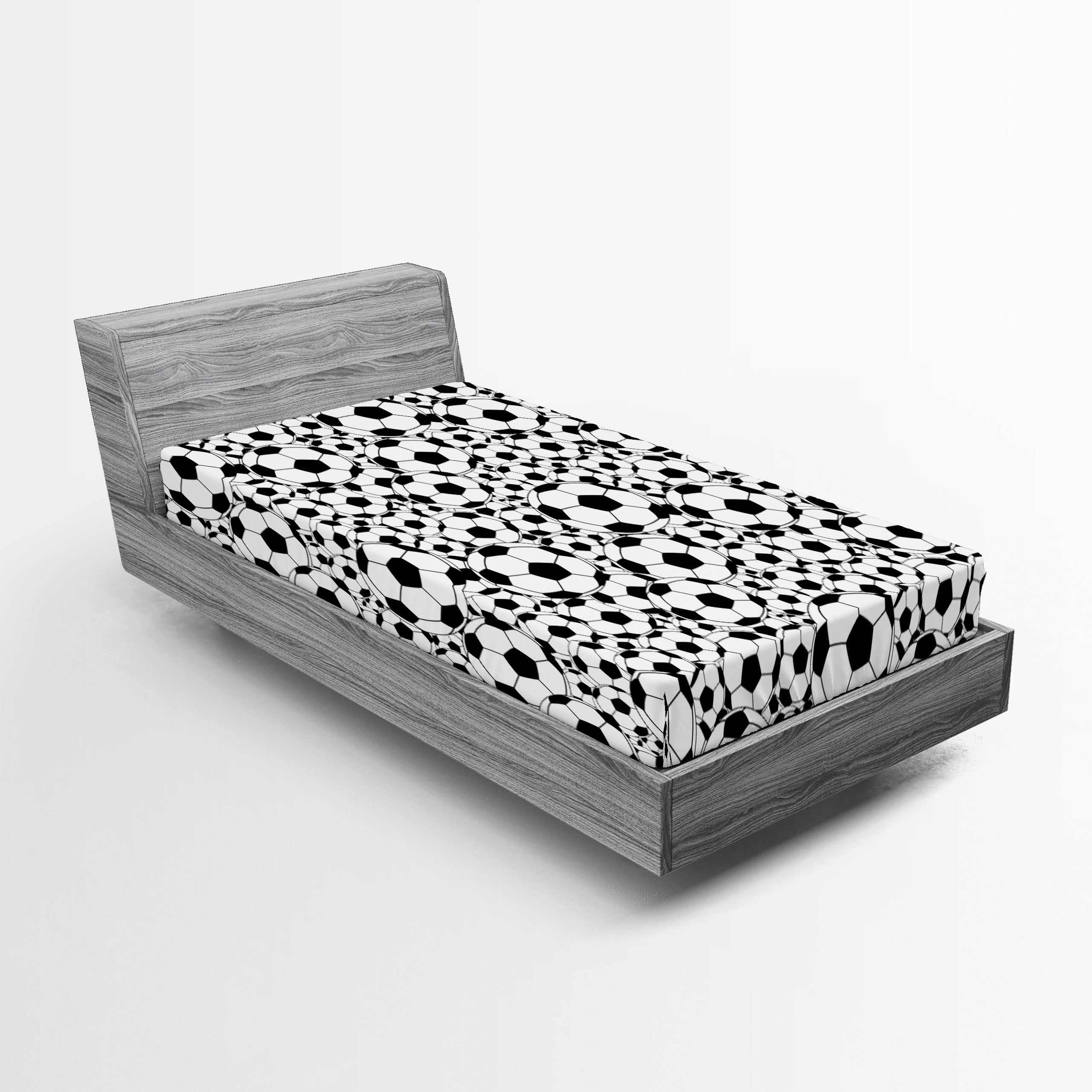 Twin Black and White Soccer Print Microfiber Fitted Sheet