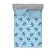 thumbnail image 1 of Ambesonne Soccer Fitted Sheet & Pillow Sham Set, Panda Kicking Ball, Calking, Pale Blue Black White, 1 of 2