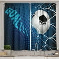 thumbnail image 1 of Ambesonne Soccer Kitchen Curtains, Abstract Goal Pattern, 55"x39", Blue Black White, 1 of 3