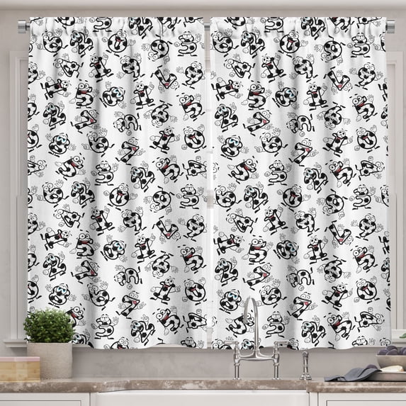 Ambesonne Soccer Kitchen Curtains, Football Numbers Cartoon, 55"x39", Multicolor