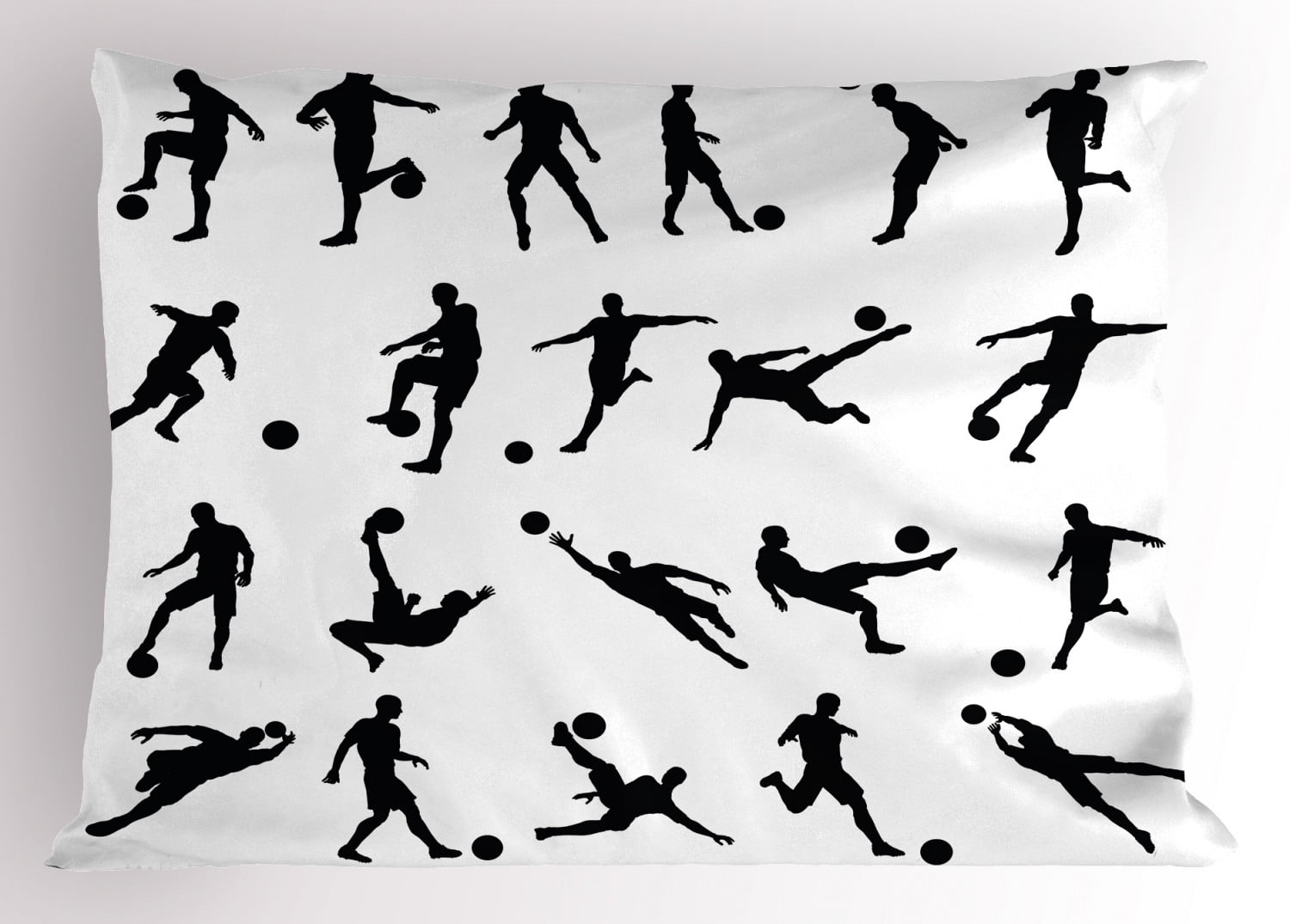 King Size Black and White Soccer Polyester Pillow Sham