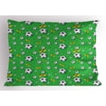 thumbnail image 1 of Ambesonne Soccer Pillow Sham, Shoes Balls on Grass, 36" X 20", Lime Green Yellow Black, 1 of 2