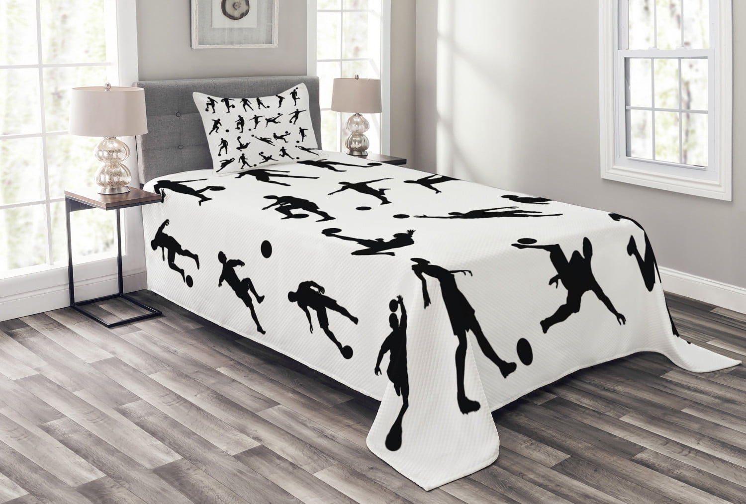 Ambesonne Ambensonne Soccer Bedspread Football White White