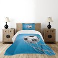 thumbnail image 1 of Ambesonne Soccer Quilted Bedspread Set 2 Pcs, Goal Ball in the Net, Twin Size, Blue Pale Grey Black, 1 of 3
