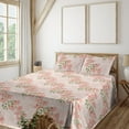 thumbnail image 1 of Ambesonne Soft Floral Fitted & Flat Sheet with Shams 4 Pcs Set, Romantic Orchid Flowers, Queen, Blush Olive Green, 1 of 1