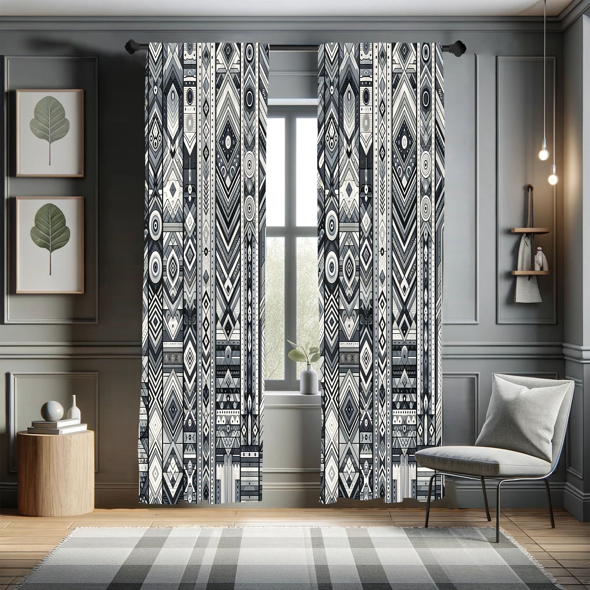 Ambesonne Southwestern Curtains 2 Panel Set, Tribal Stripes Pattern