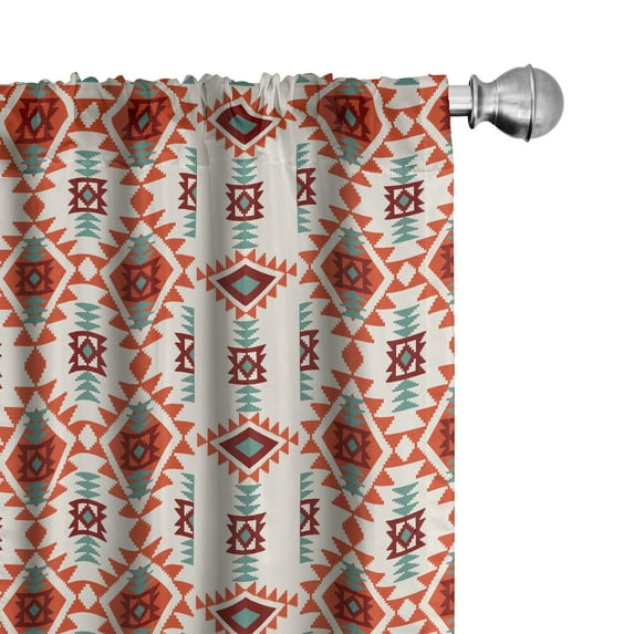Ambesonne Southwestern Curtains, Aztec Folk Art, Pair of 28"x95", Brown Seafoam
