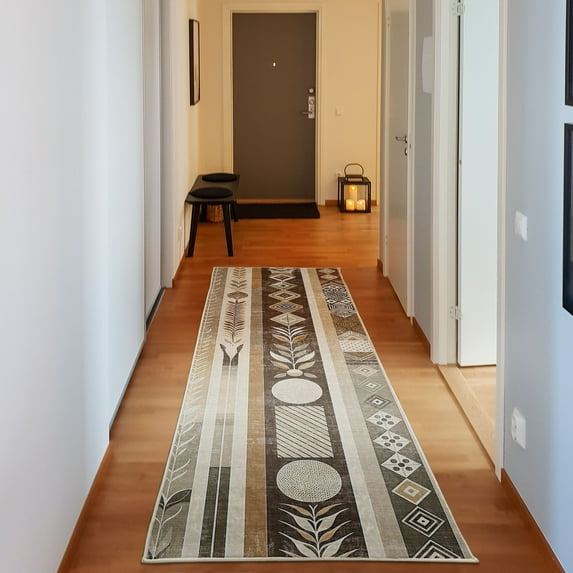 Ambesonne Southwestern Decorative Rug Carpet, Brown Earthy Colors, 2' 5" x 7' 5", Chocolate Ecru Taupe