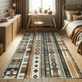 thumbnail image 1 of Ambesonne Southwestern Decorative Rug Carpet, Squares Boho Ethnic, 4' X 5' 5", Redwood Dark Taupe, 1 of 5