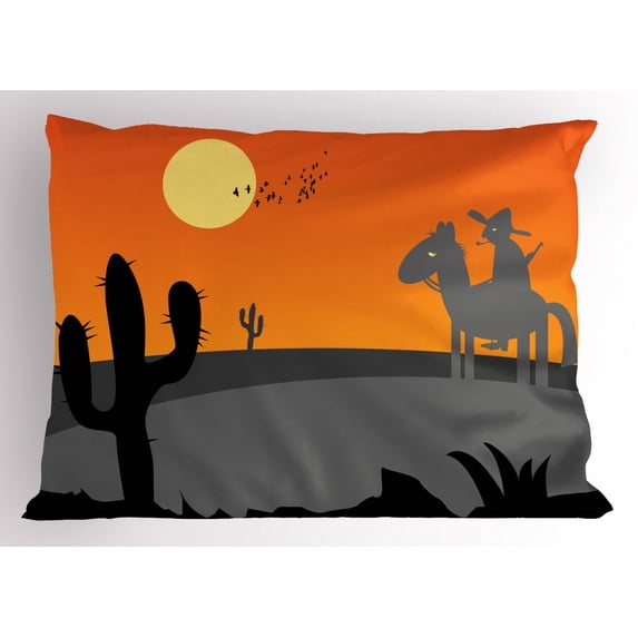 Ambesonne Southwestern Pillow Sham, Hot Mexico Desert, 36" X 20", Multicolor