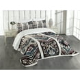 thumbnail image 1 of Ambesonne Southwestern Quilted Bedspread Set 3 Pcs, Cultural Inspirations, King Size, Slate Blue Ruby Off White, 1 of 4