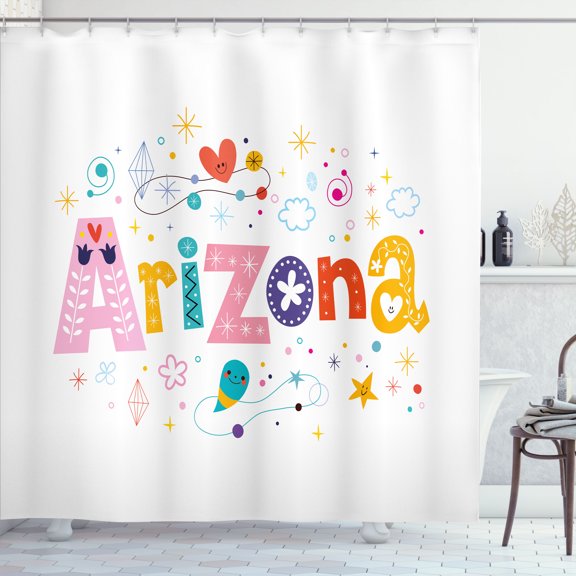 Ambesonne Southwestern Shower Curtain, Funny Arizona Text, 69"Wx75"L, White Multicolor
