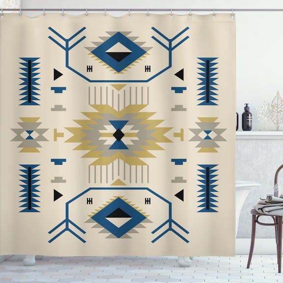 Ambesonne Southwestern Shower Curtain, Zigzag Design Triangle, 69"Wx75"L, Dark Sky