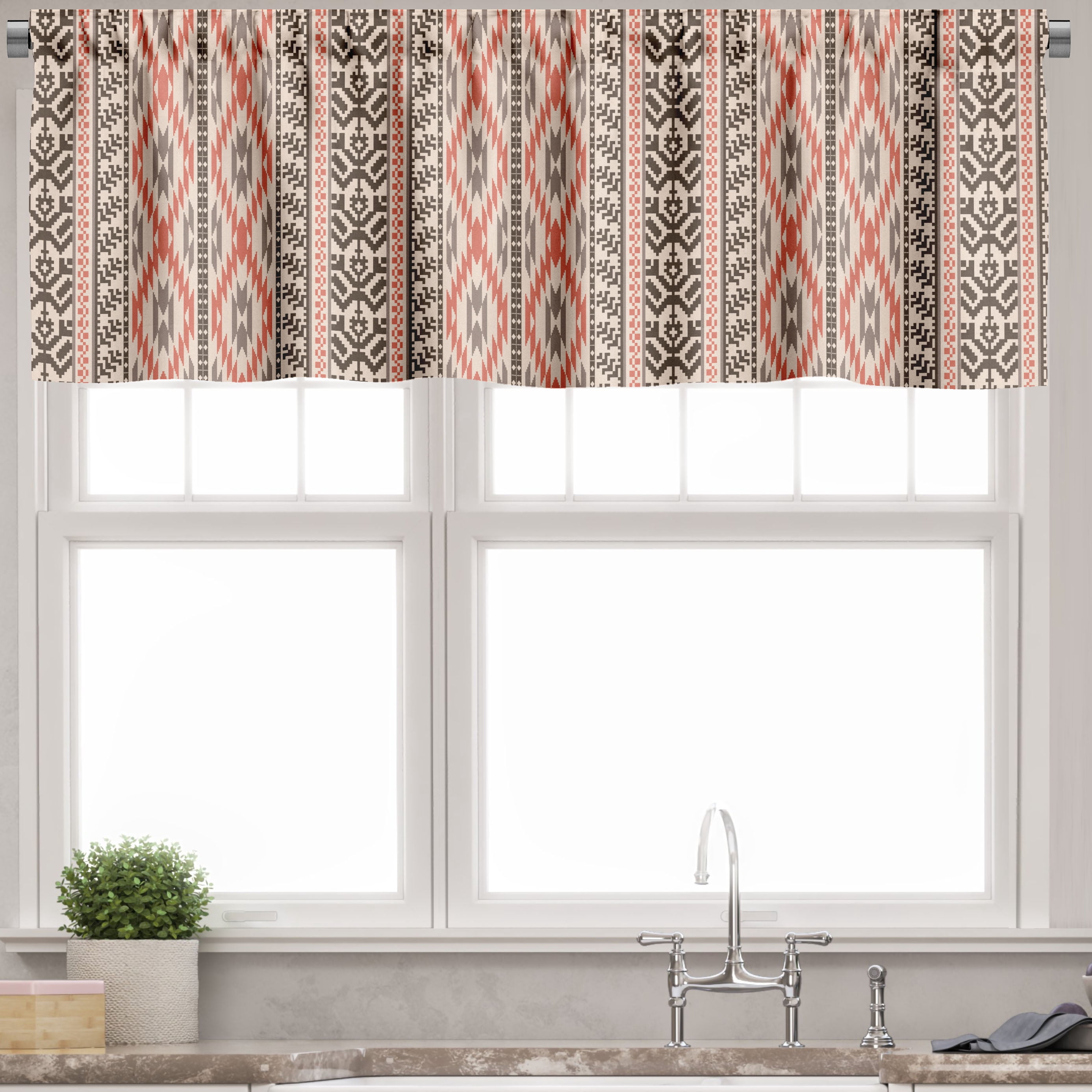 Ambesonne Southwestern Window Valance, Native Art Borders, 54" X 18 ...